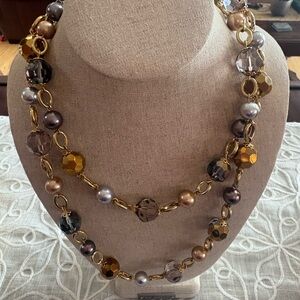 Vintage Kenneth Jay Lane Gold Heavy Glass Beaded Necklace